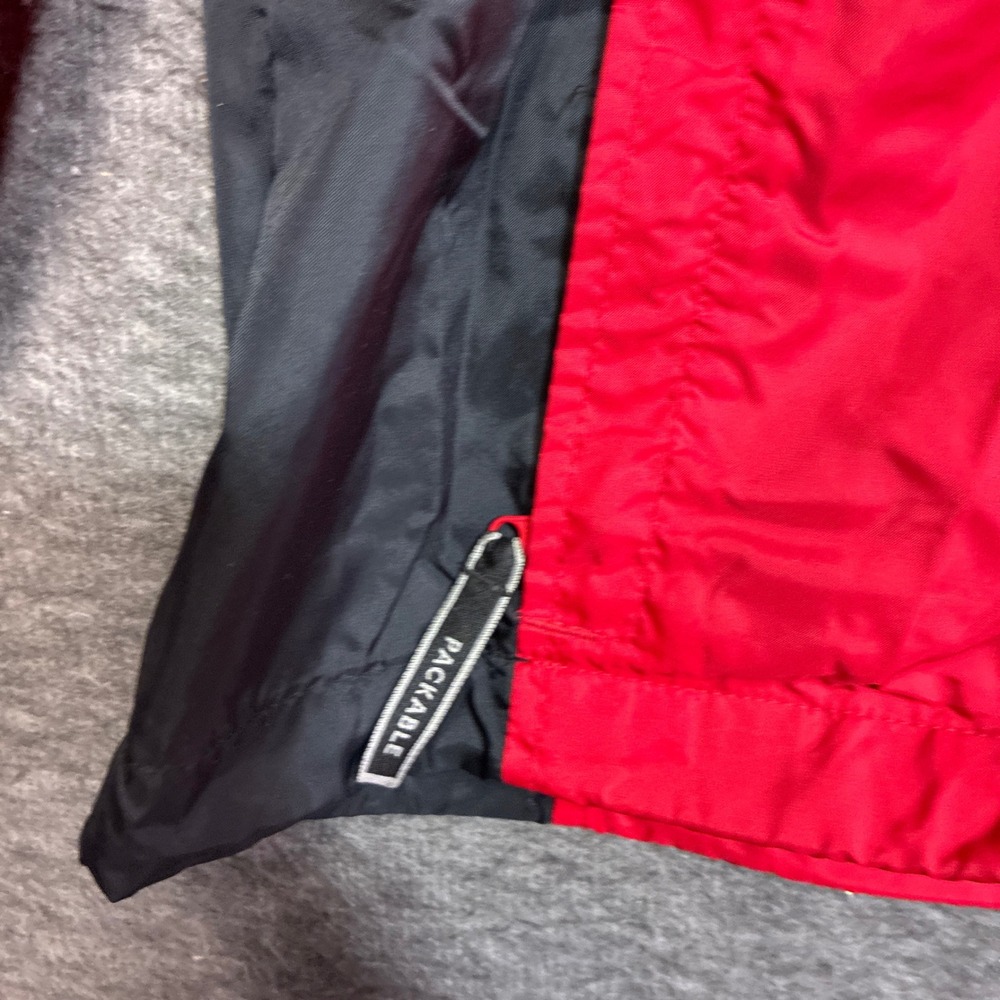 Columbia Packable Windbreaker Mens Large Red Black Vintage Hooded Rain Jacket - Picture 2 of 8